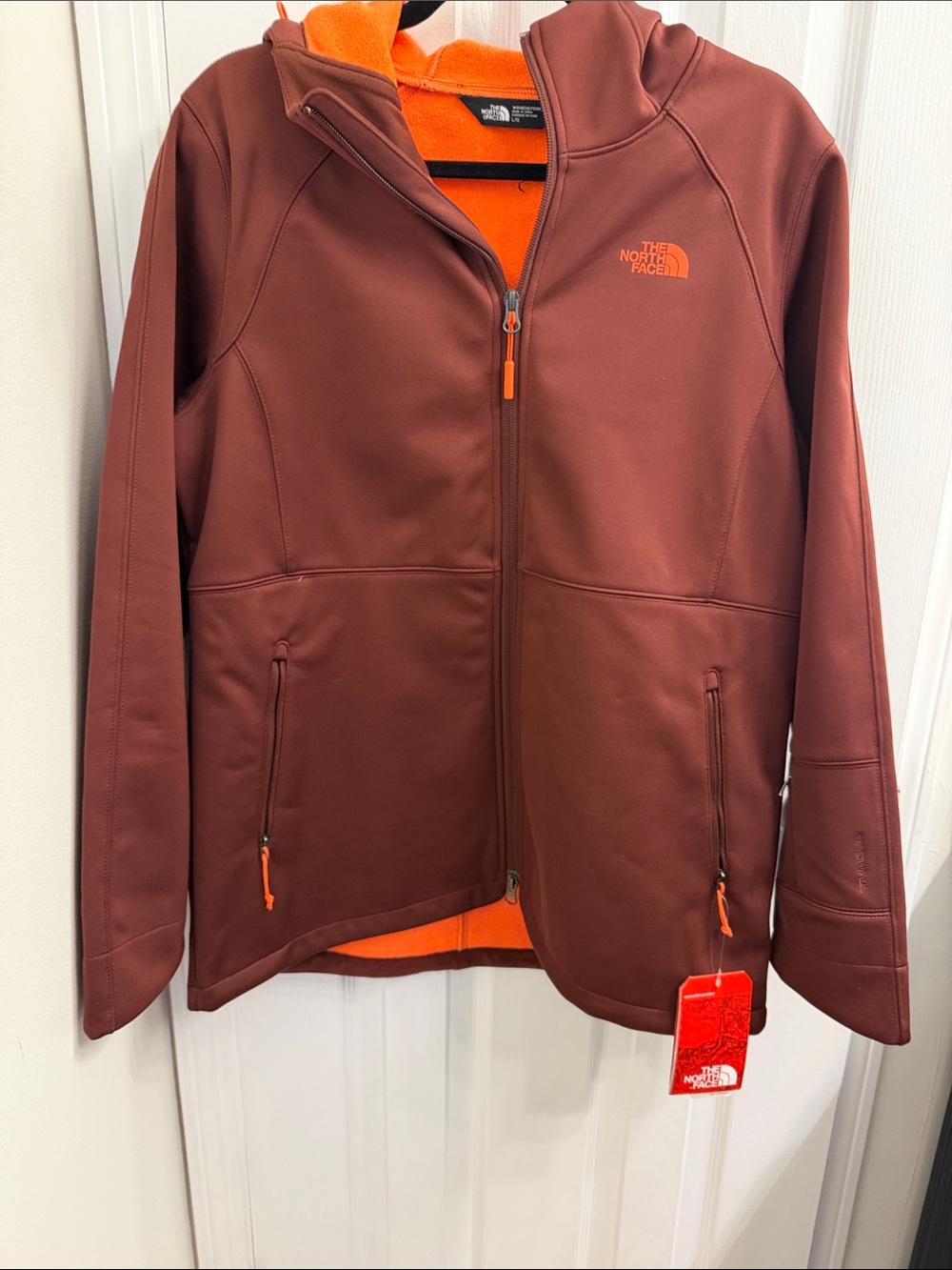 The North Face Women's Brown Softshell Jacket with Orange Lining